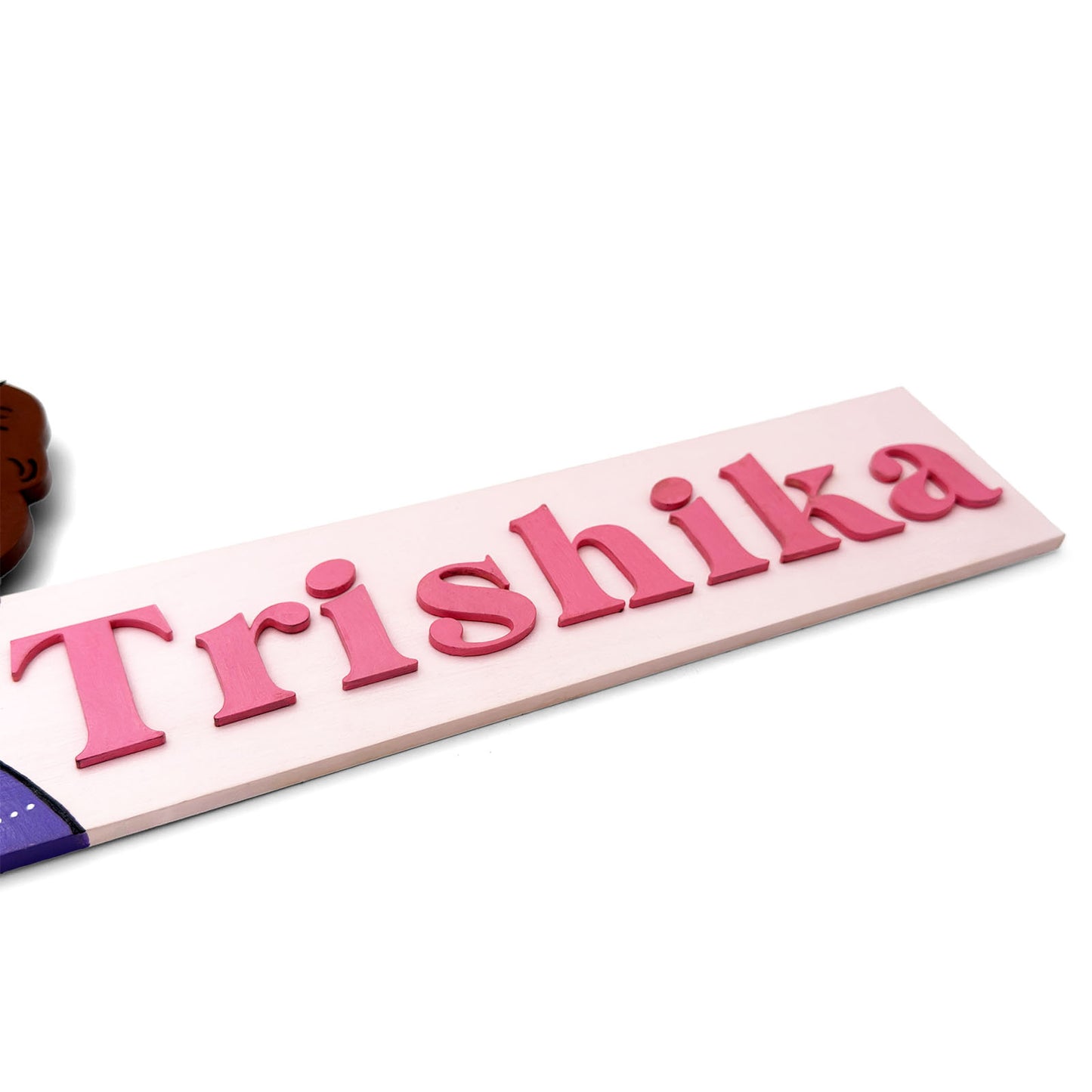 Princess Themed Hand-Painted Wooden Kids Name Plate