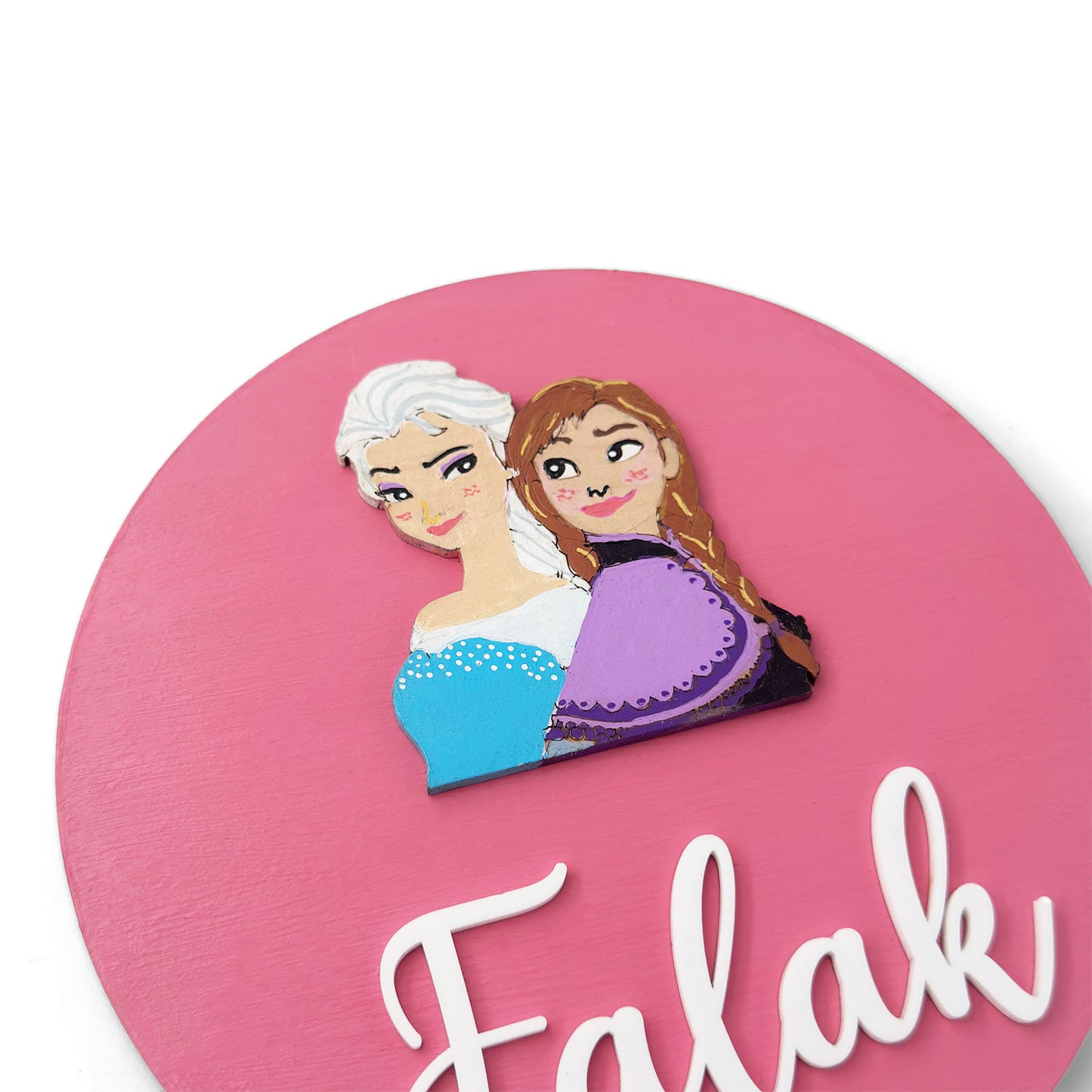 Frozen Themed Hand-Painted Wooden Name Plate For Kids