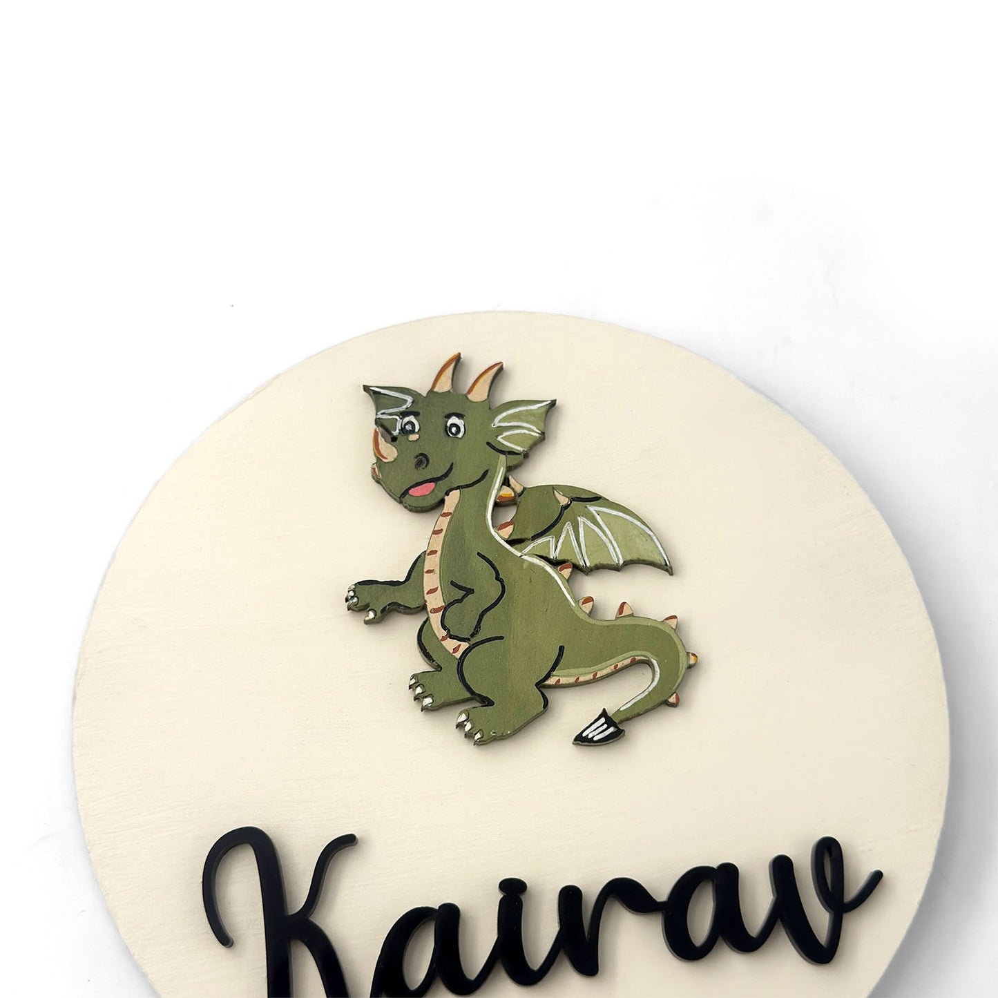 Dragon Themed Hand-Painted Wooden Name Plate For Kids