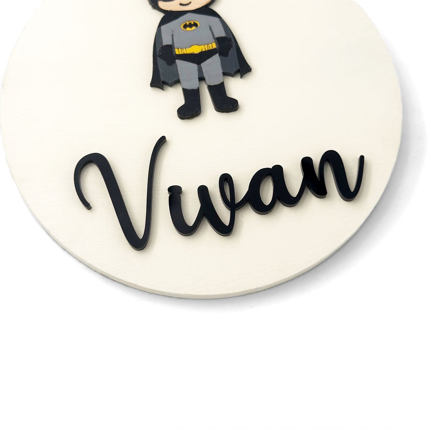 Batman Themed Hand-Painted Wooden Name Plate For Kids