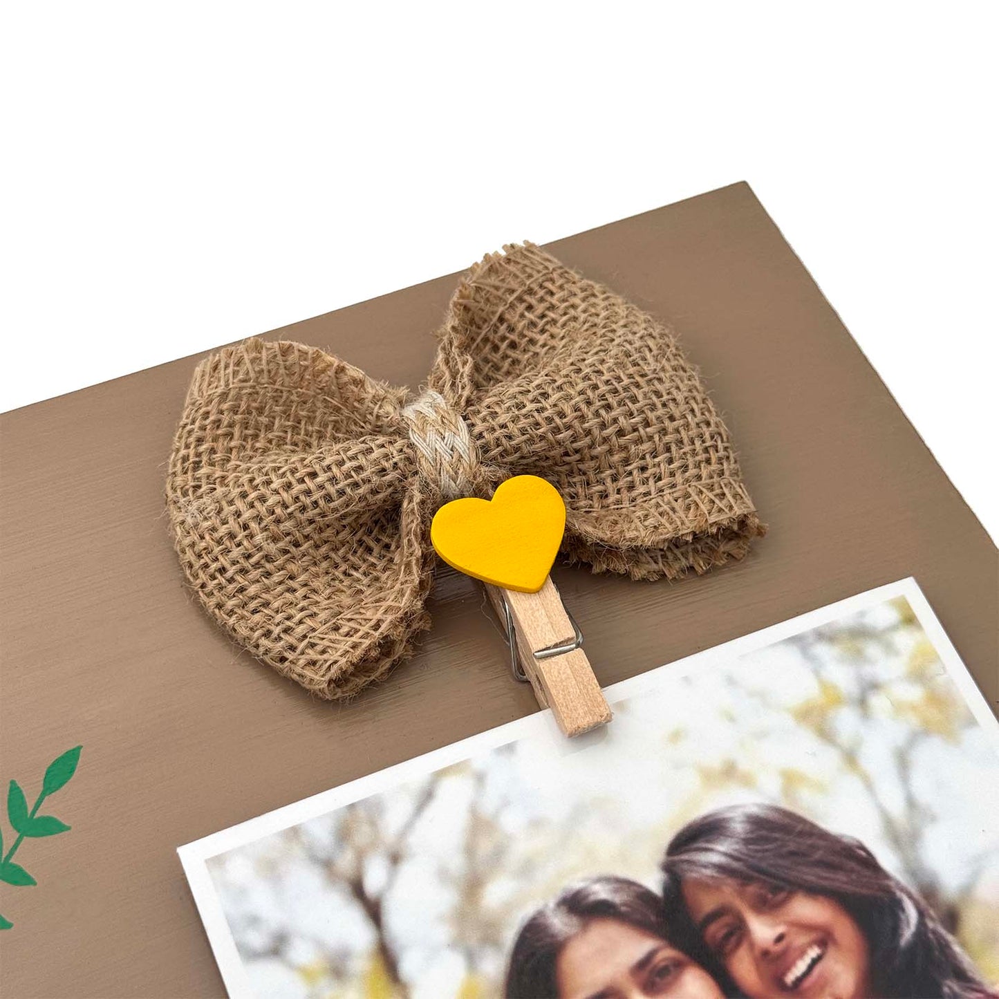 Mother's Day Hand-Painted Wooden Photo Holder - Light Brown