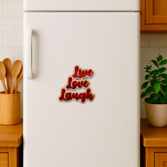 Live Love Laugh Hand-Painted Wooden Double Layered Fridge Magnet