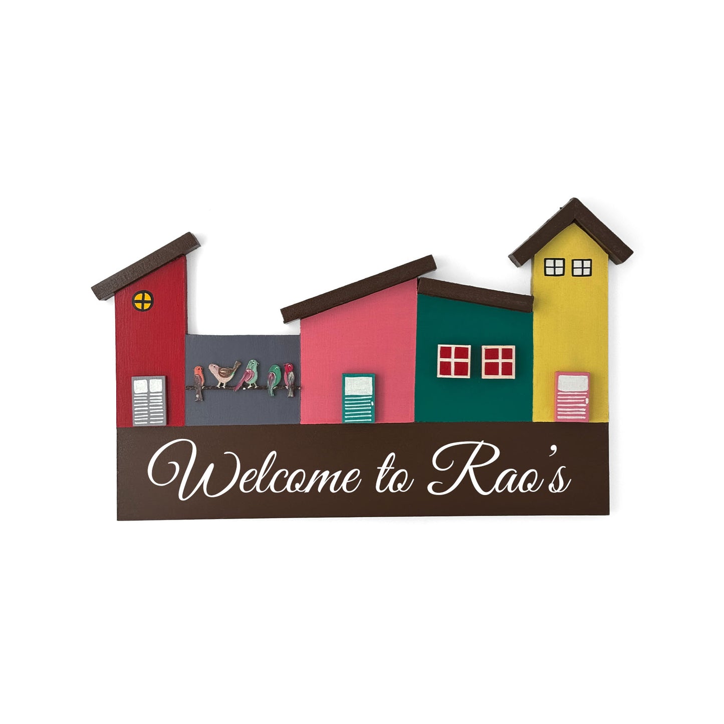 Hut-Shaped Hand-Painted Wooden Name Plate For Home - Hut Board Design 4