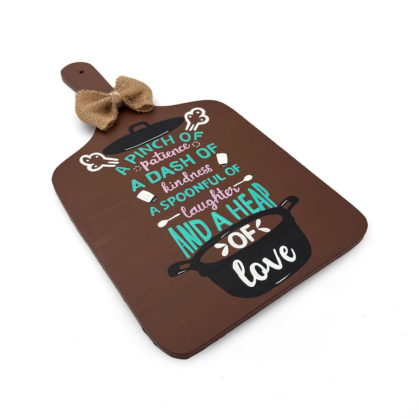 A Heap Of Love Hand-Painted Wooden Chopping Board Kitchen Wall Hanging - Brown