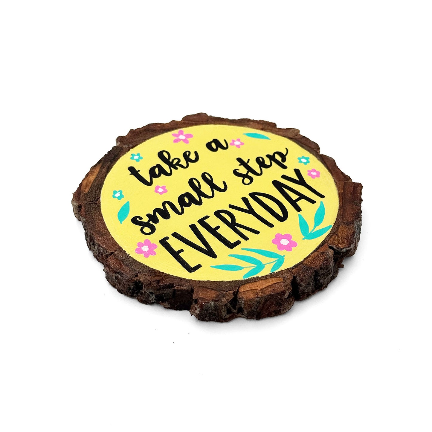 Take A Small Step Everyday Hand-Painted Wooden Coaster