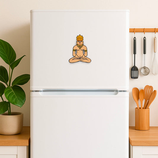 Jain Tirthankara Hand-Painted Wooden Fridge Magnet