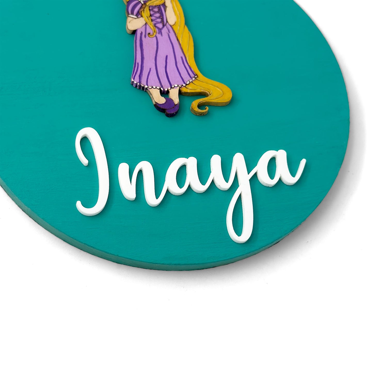 Disney Princess Rapunzel Themed Hand-Painted Wooden Name Plate For Kids