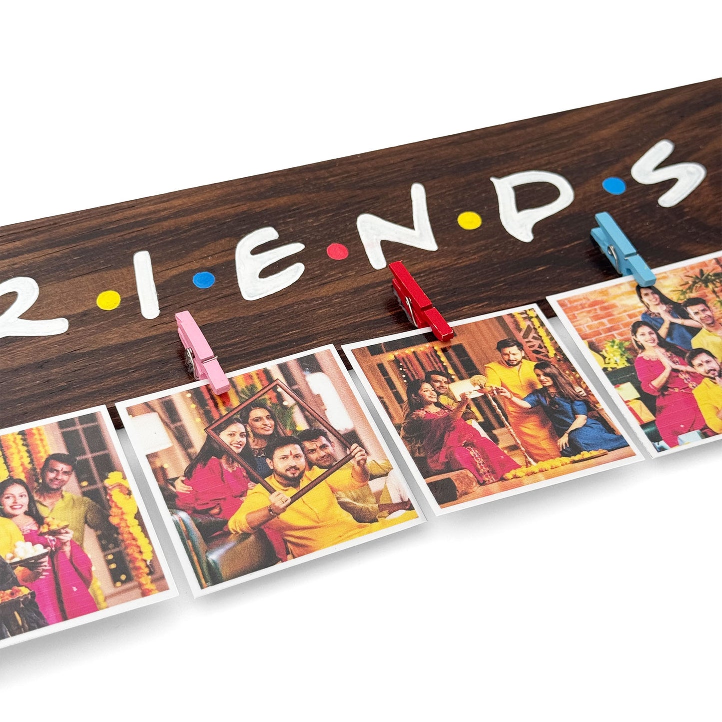 F.R.I.E.N.D.S. Hand-Painted Wooden Photo Holder - Wooden Finish