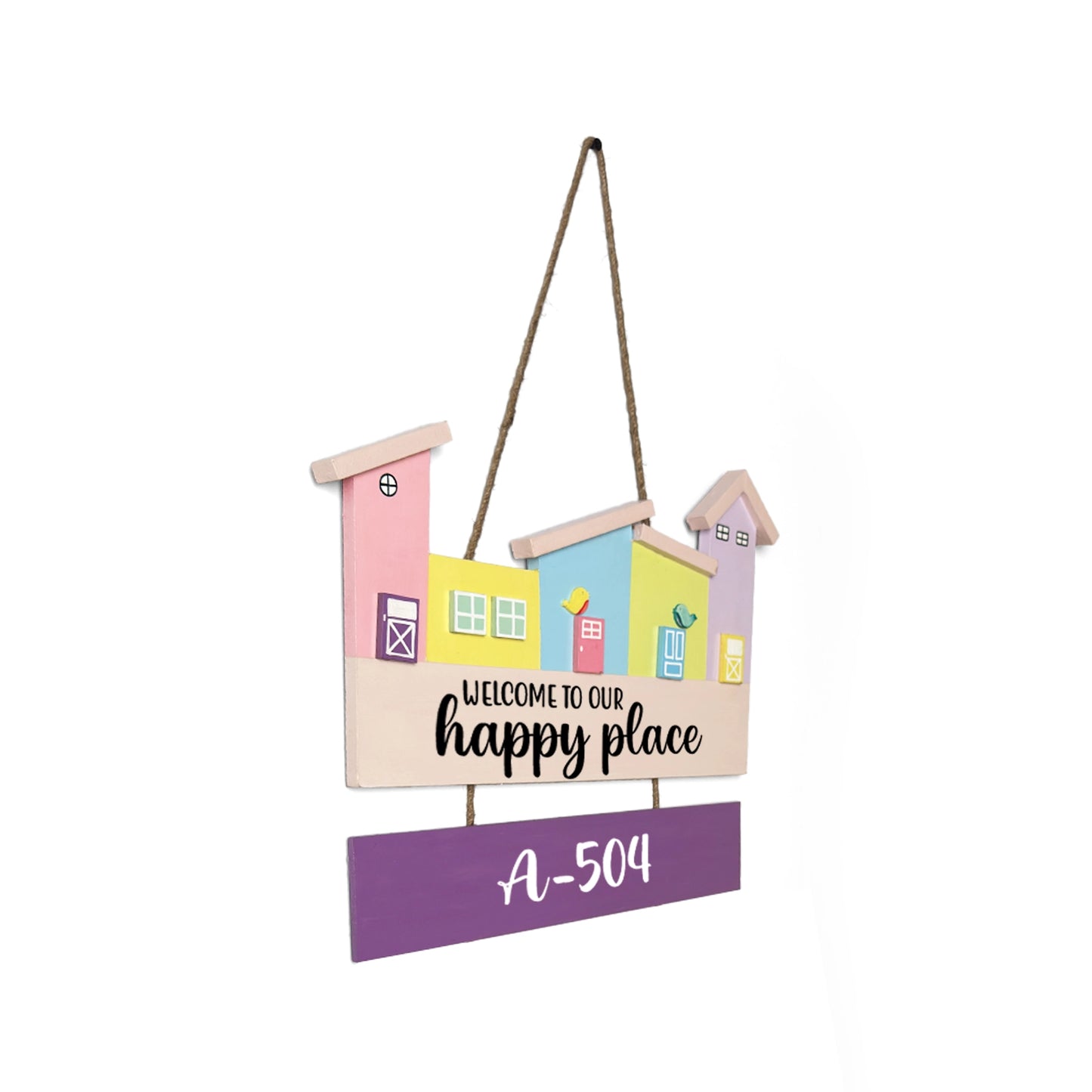 Hut-Shaped Hand-Painted Wooden Name Plate For Home - Hut Board & One Plank Design 2