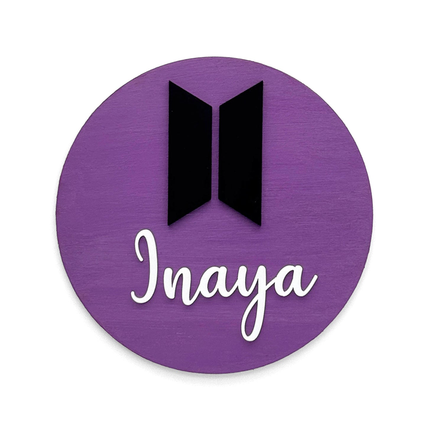BTS Themed Hand-Painted Wooden Mini Kids Name Plate