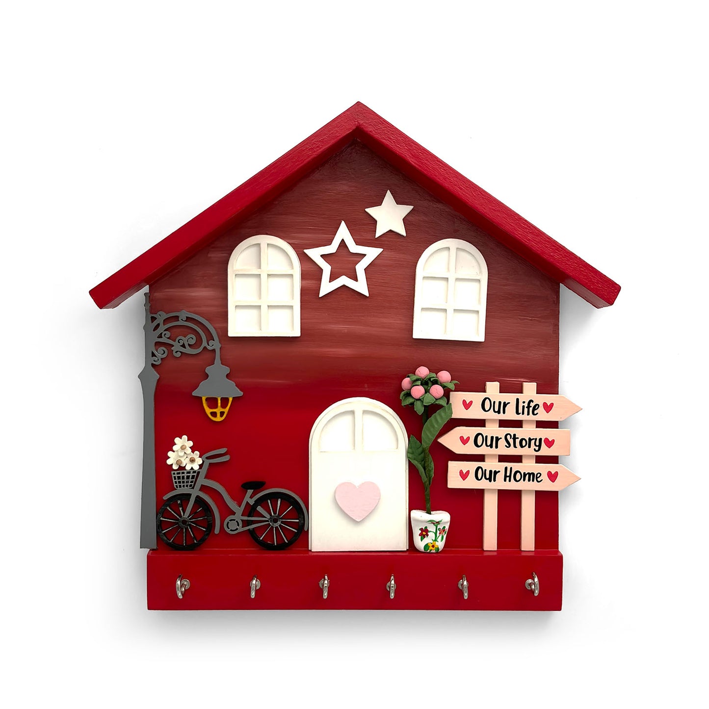 Personalised Hand-Painted Wooden Hut Key Holder With Shaded Texture