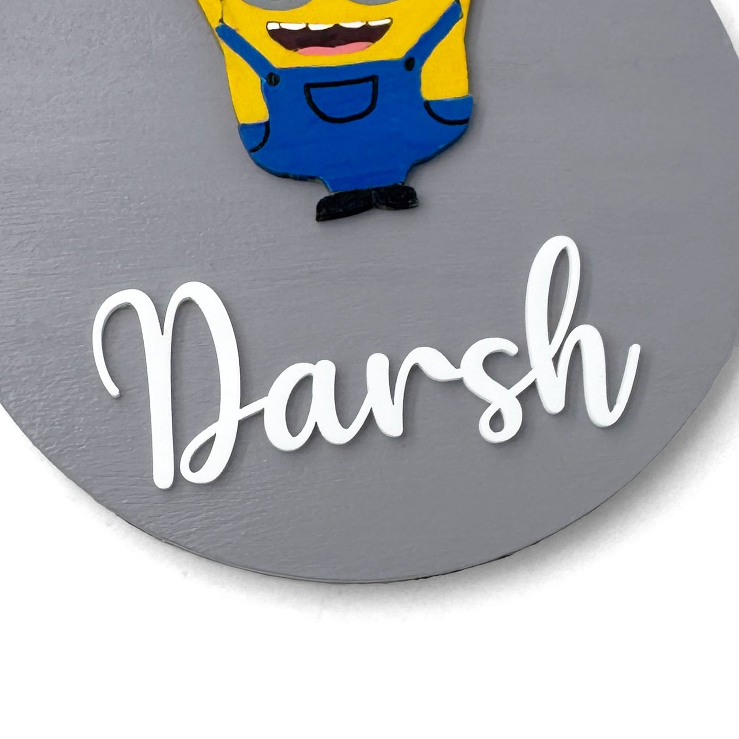 Minions Themed Hand-Painted Wooden Name Plate For Kids