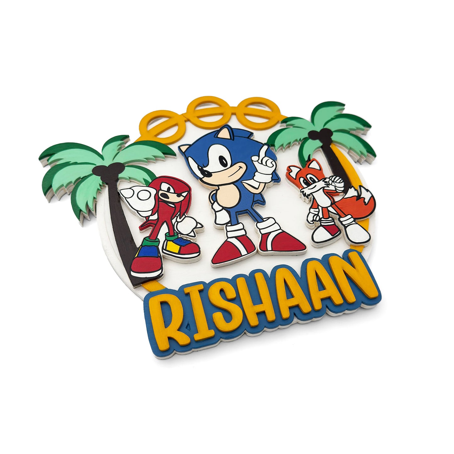 Sonic Themed Hand-Painted Wooden Kids Name Plate