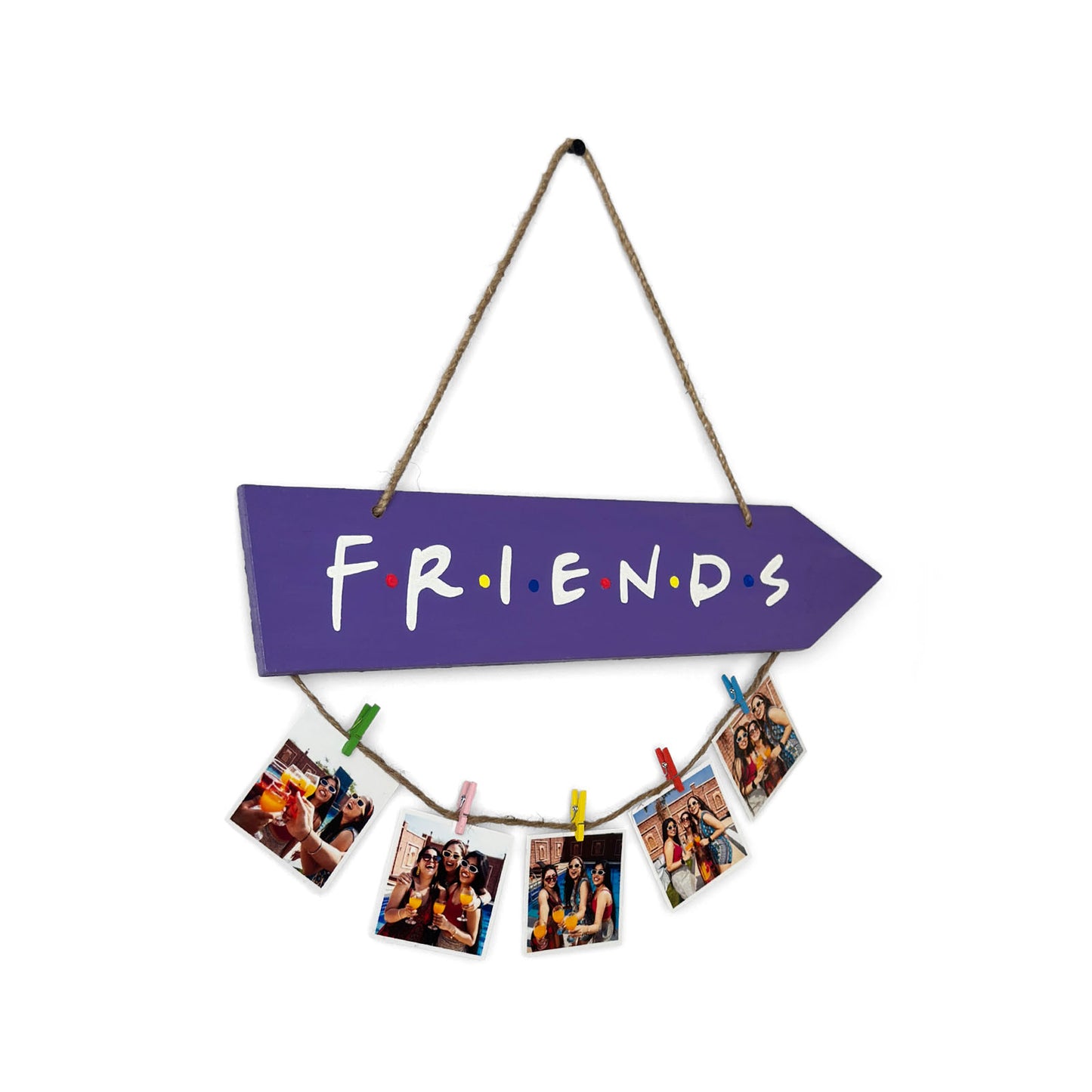 F.R.I.E.N.D.S. Hand-Painted Wooden Arrow Photo Holder