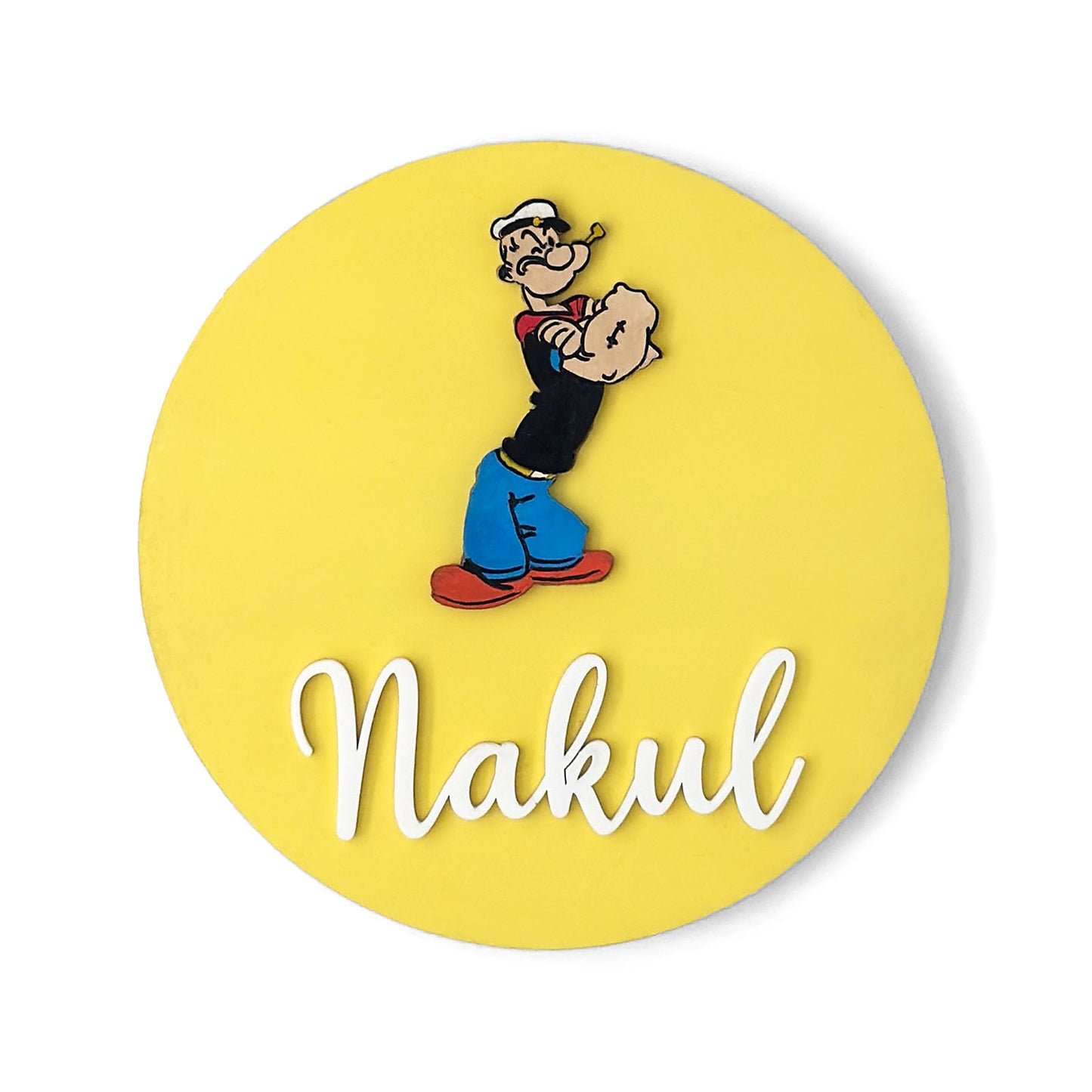 Popoye Themed Hand-Painted Wooden Name Plate For Kids