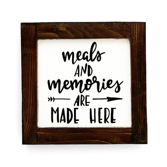 Meals And Memories Are Made Here Hand-Painted Wooden Kitchen Wall Frame - Wooden Finish