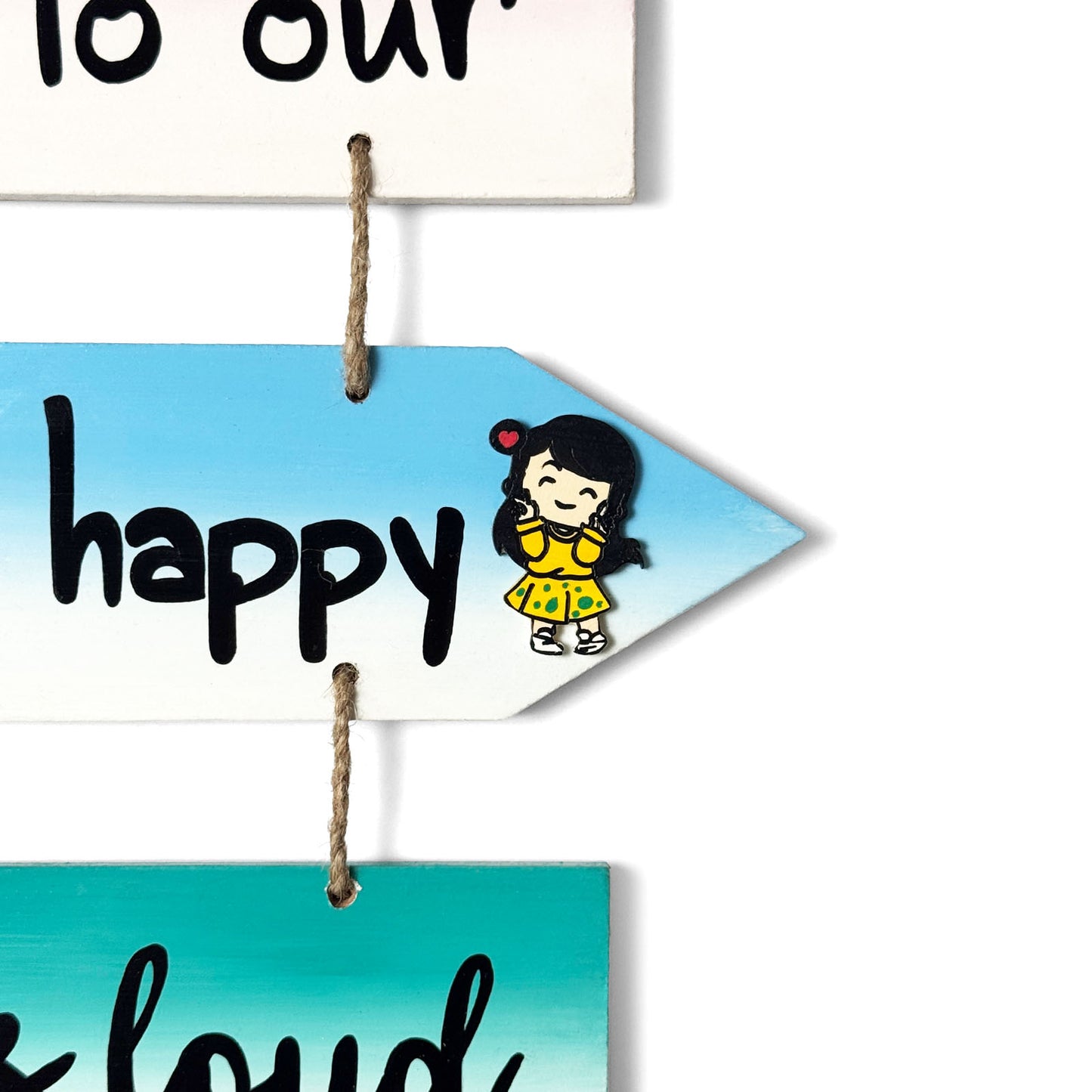 Welcome To Our Home Hand-Painted Wooden Arrow Plank Wall Hanging - Design 5