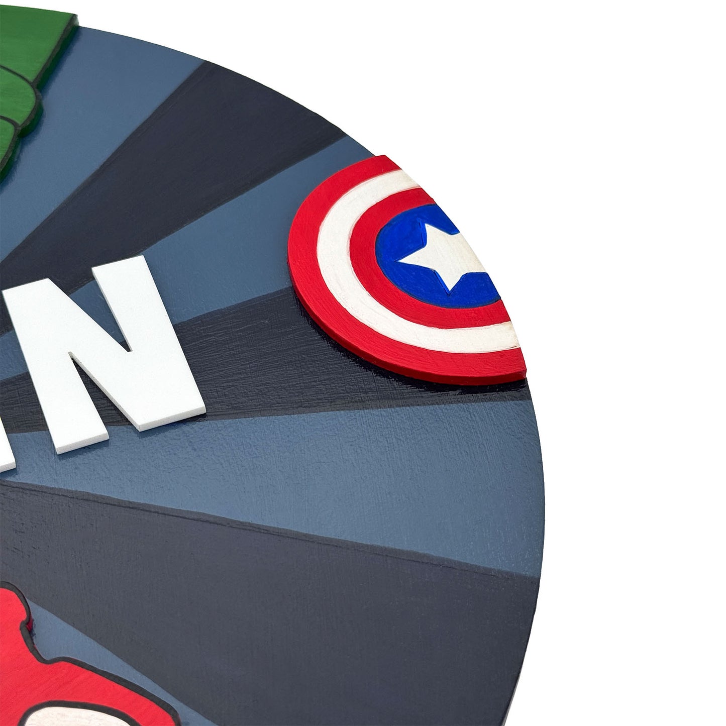 Avengers Themed Hand-Painted Wooden Round Kids Name Plate