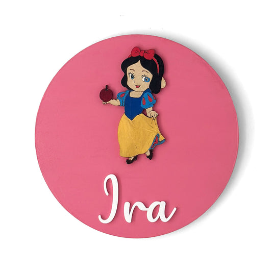 Disney Princess Snow White Themed Hand-Painted Wooden Name Plate For Kids