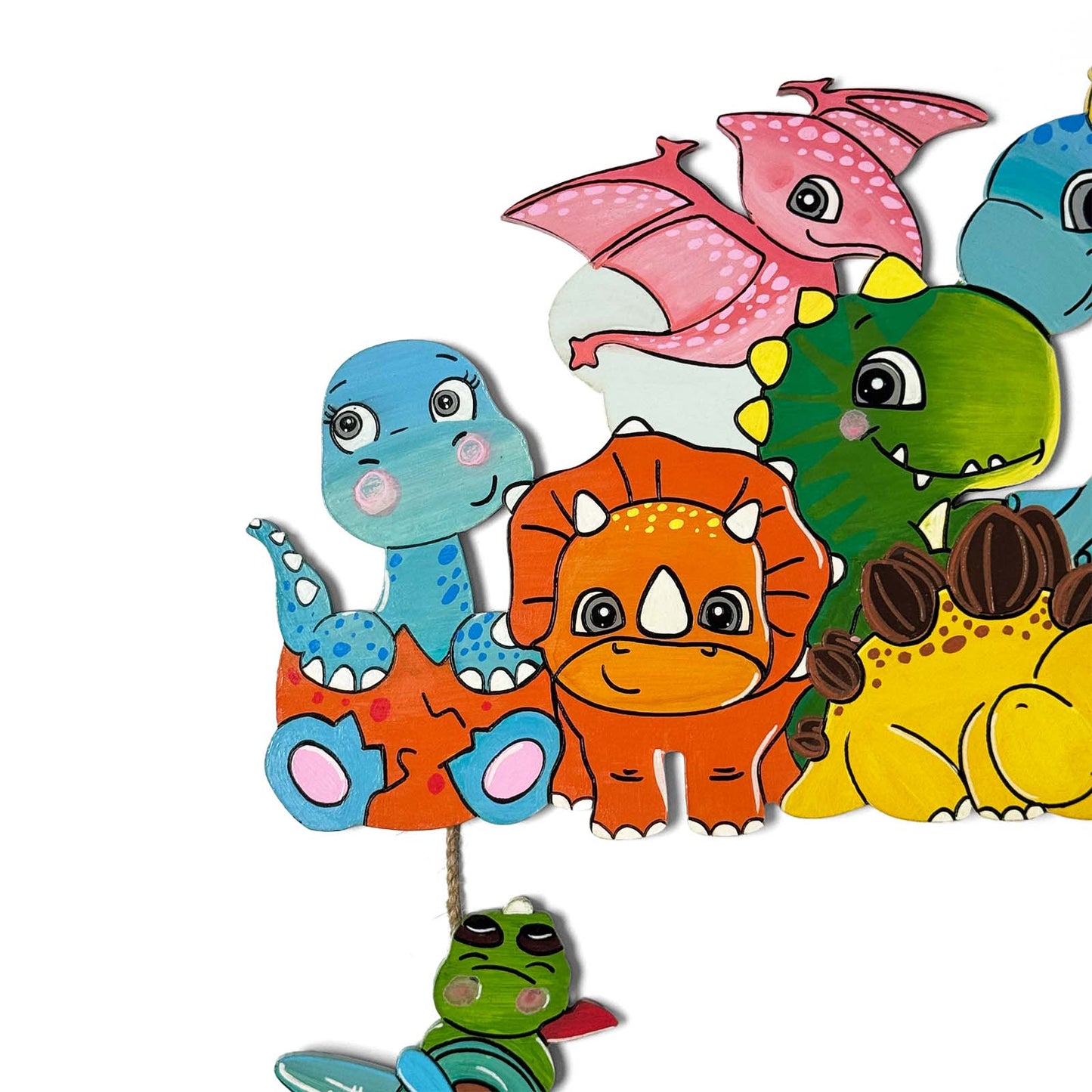 Dinosaur Themed Hand-Painted Wooden Kids Name Plate