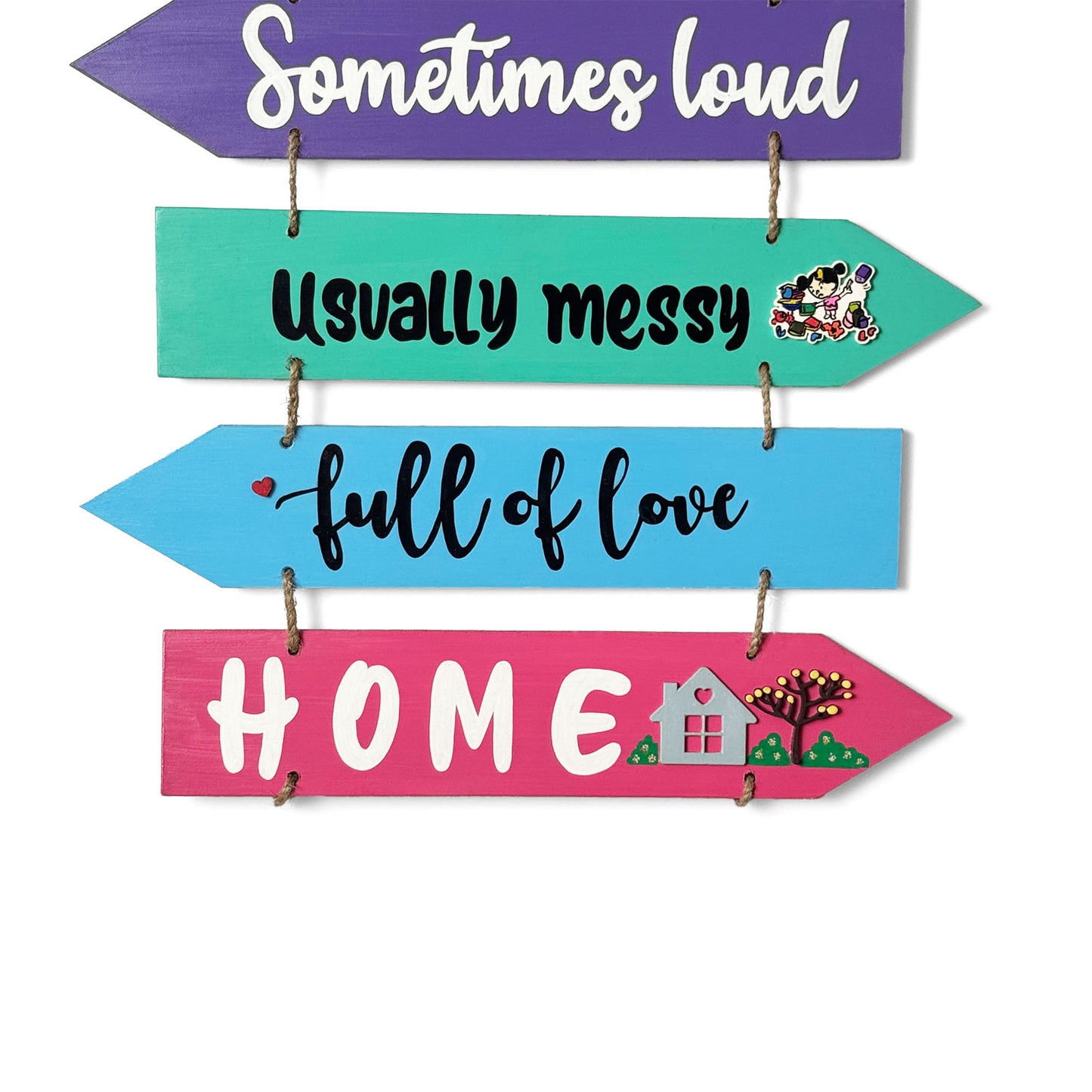 Welcome To Our Home Hand-Painted Wooden Arrow Plank Wall Hanging - Design 1