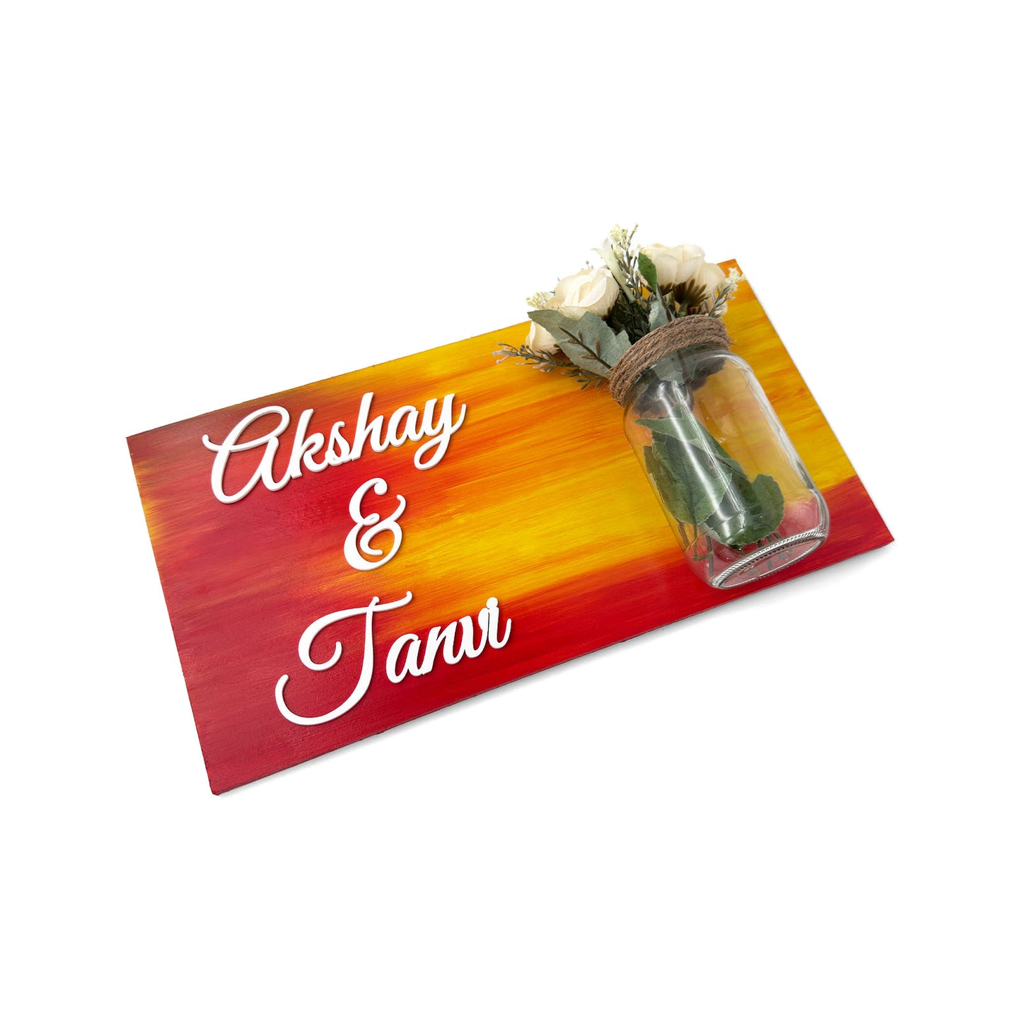 Hand-Painted Wooden Name Plate With Jar For Home - Only Jar Board