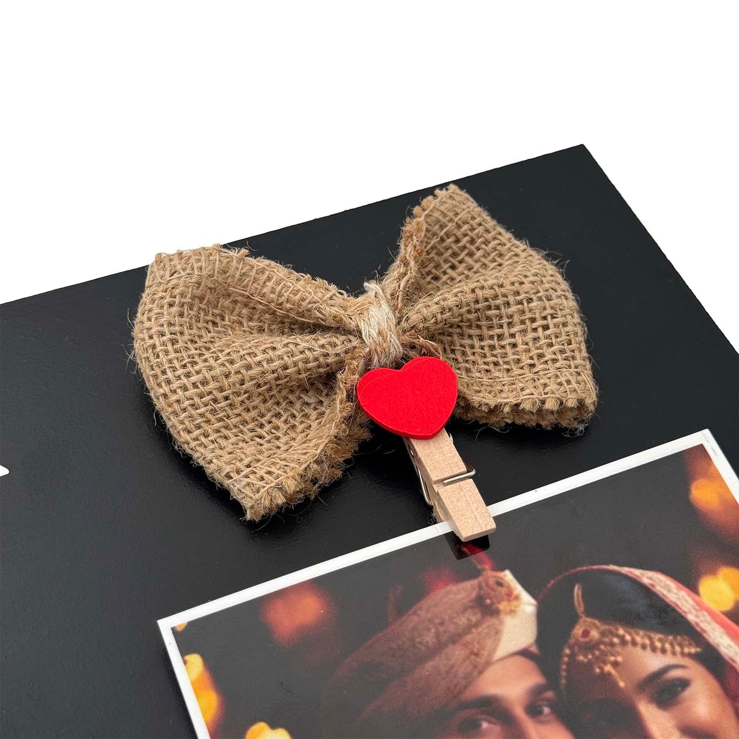 Wedding Hand-Painted Wooden Photo Holder - Black