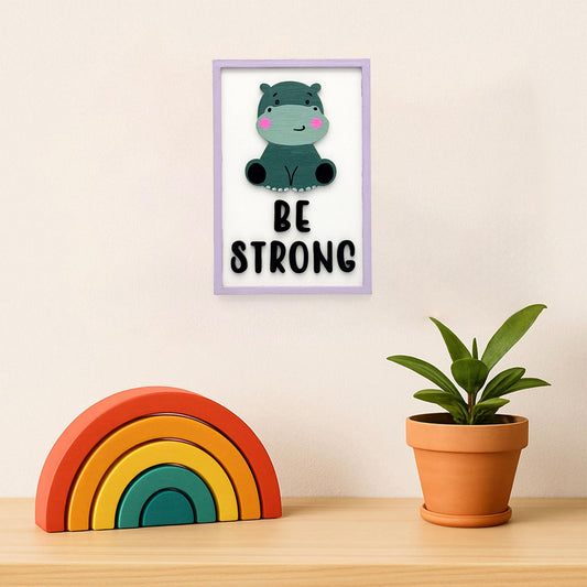 Be Strong Hand-Painted Wooden Kids Wall Frame - Light Purple