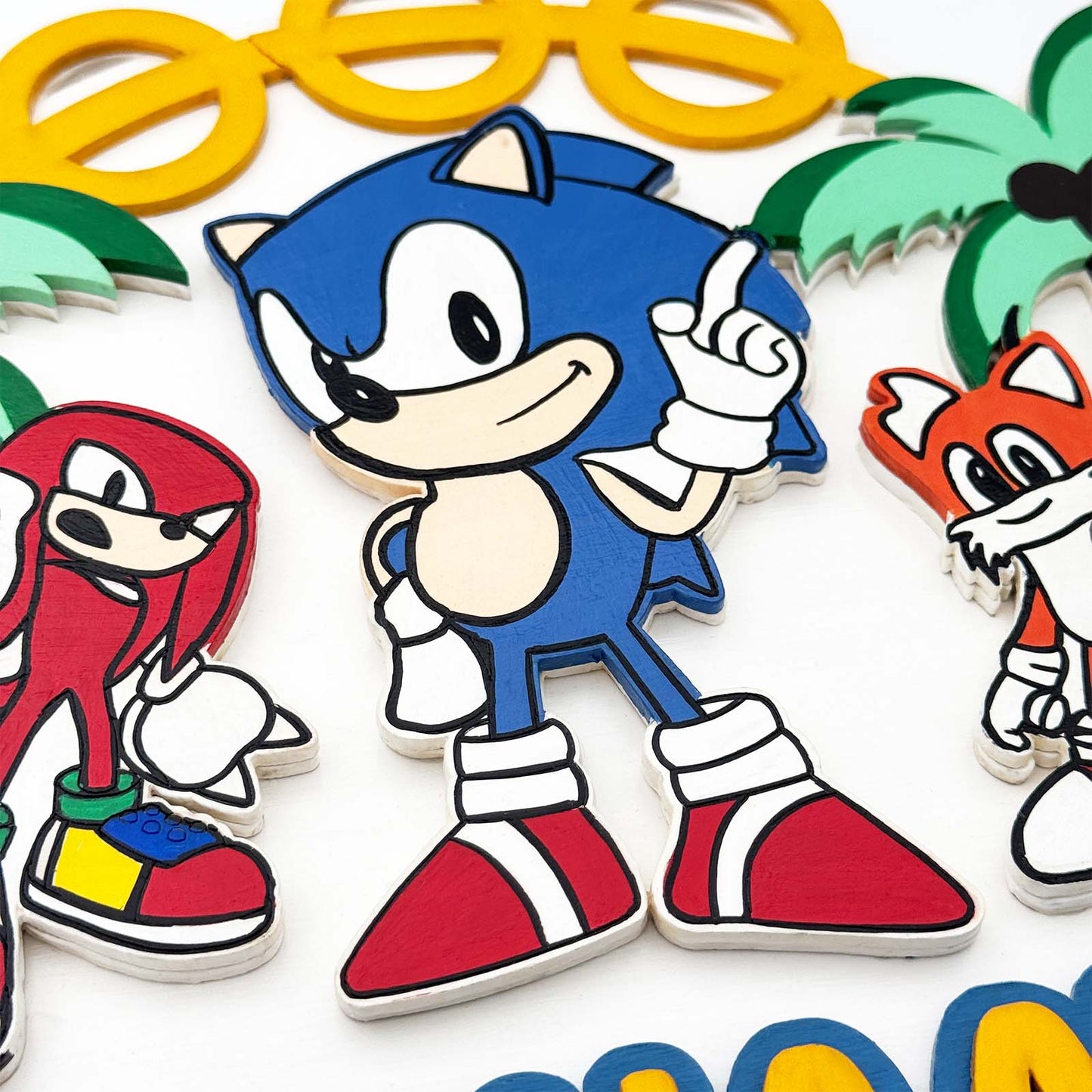 Sonic Themed Hand-Painted Wooden Kids Name Plate