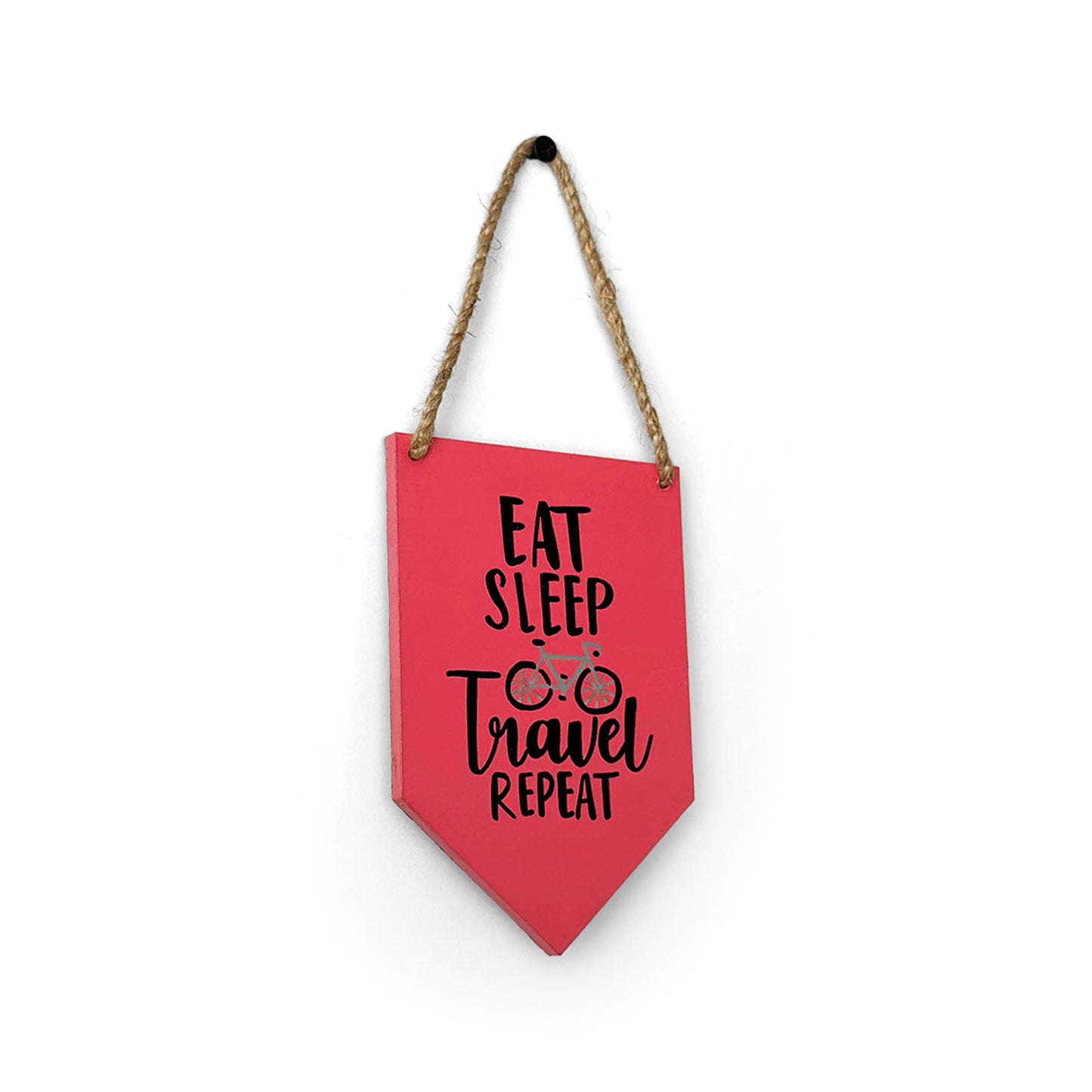 Eat Sleep Travel Repeat Hand-Painted Wooden Banner Hanging