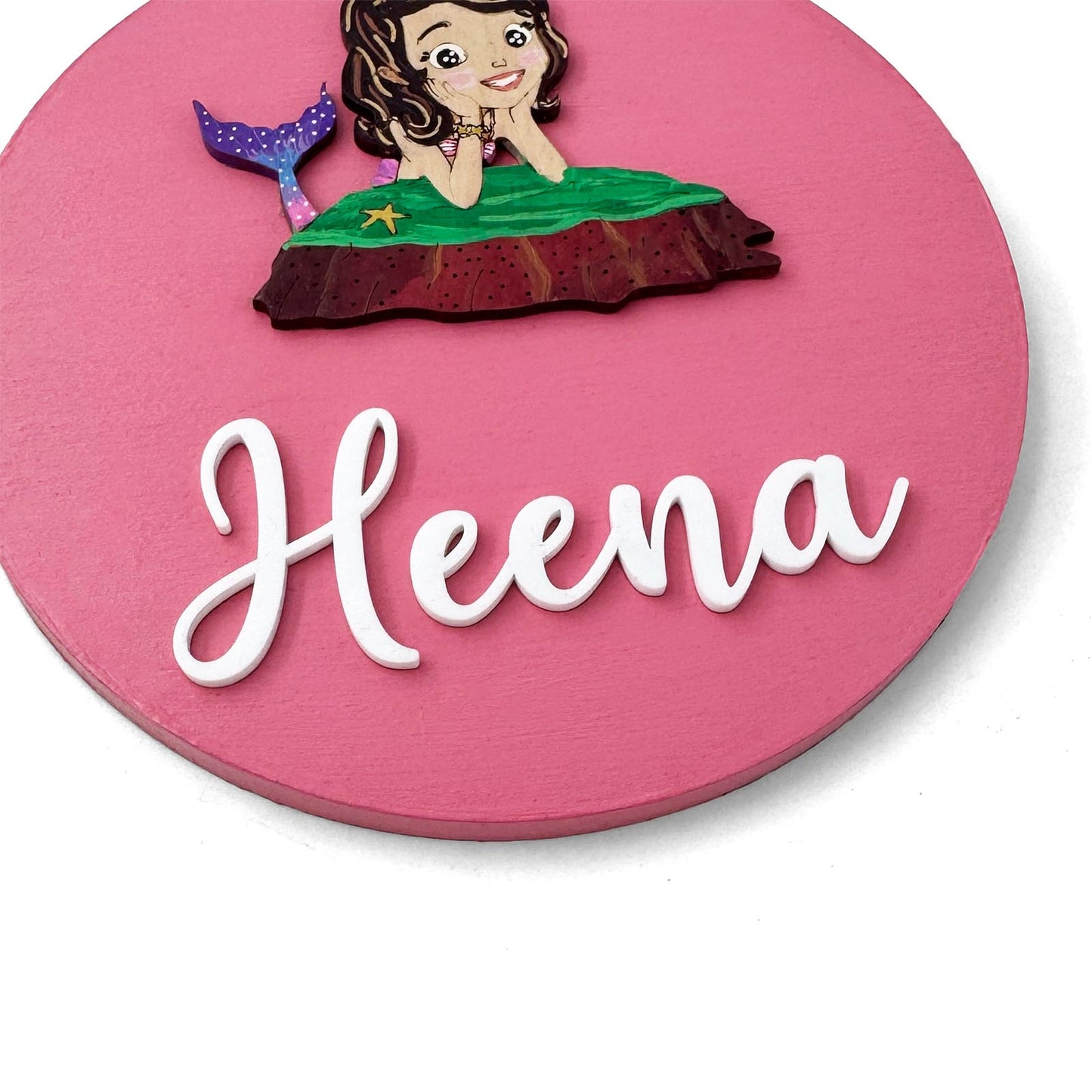 Disney Princess  Ariel￼ Themed Hand-Painted Wooden Name Plate For Kids