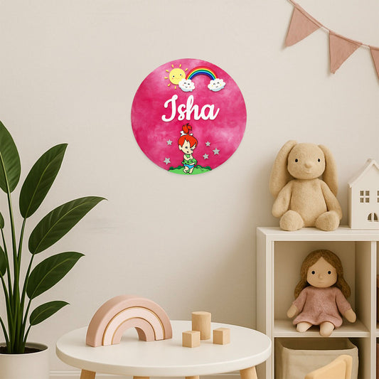 Nursery Themed Hand-Painted Wooden Kids Name Plate