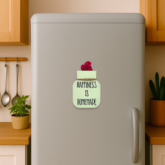 Happiness Is Homemade Hand-Painted Wooden Mason Jar Fridge Magnet - Pastel Green