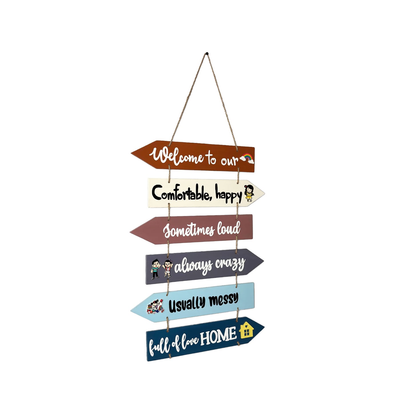 Welcome To Our Home Hand-Painted Wooden Arrow Plank Wall Hanging - Design 3