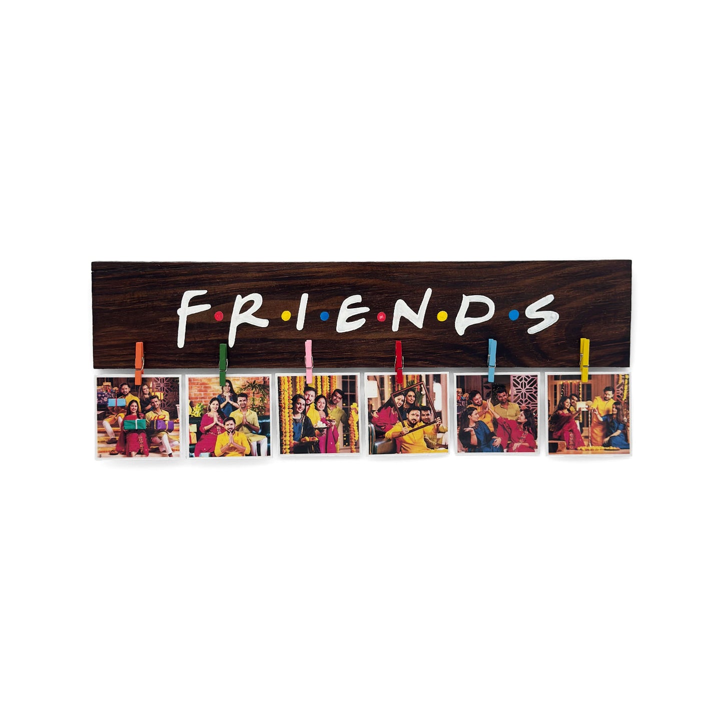 F.R.I.E.N.D.S. Hand-Painted Wooden Photo Holder - Wooden Finish