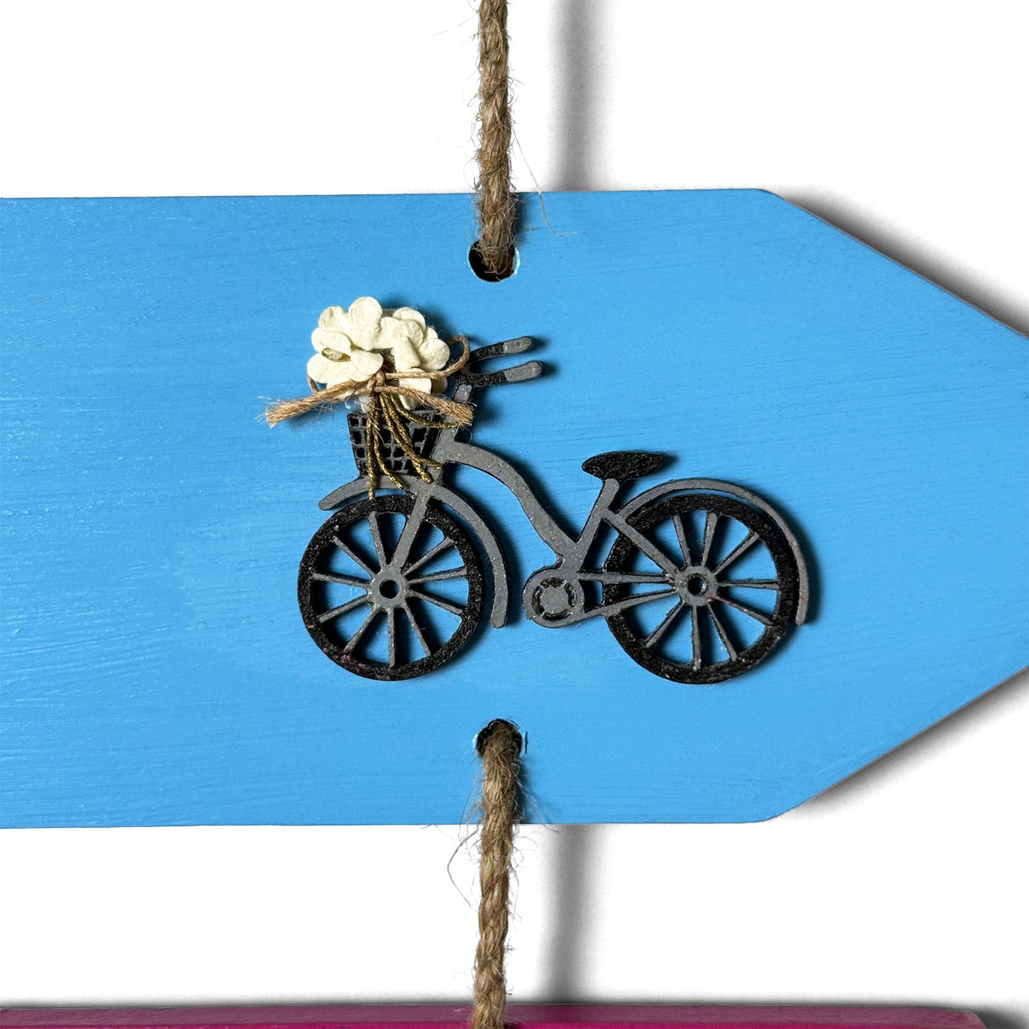 This Is Our Happy Place Hand-Painted Wooden Arrow Plank Name Plate For Home In Vibrant Colors - Four Planks