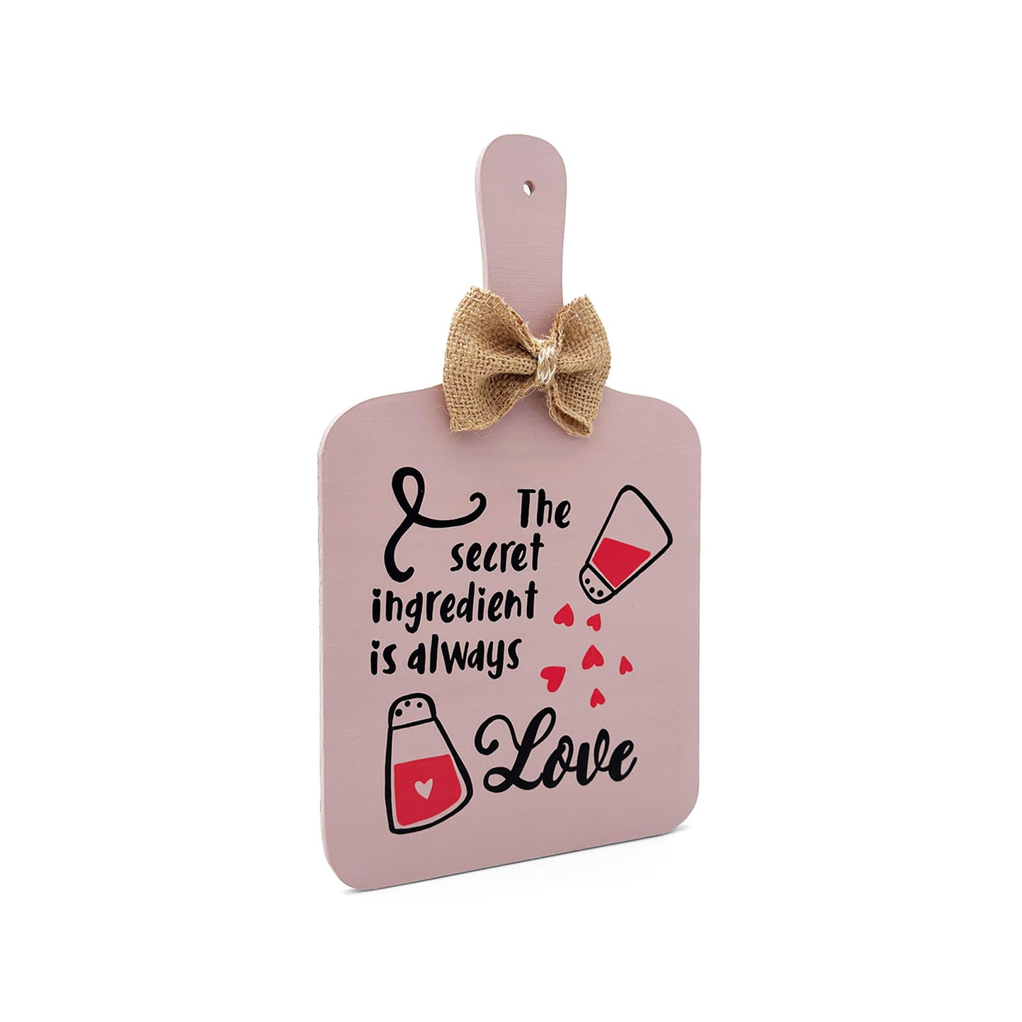 The Secret Ingredient Is Always Love Hand-Painted Wooden Chopping Board Kitchen Wall Hanging - Light Brown