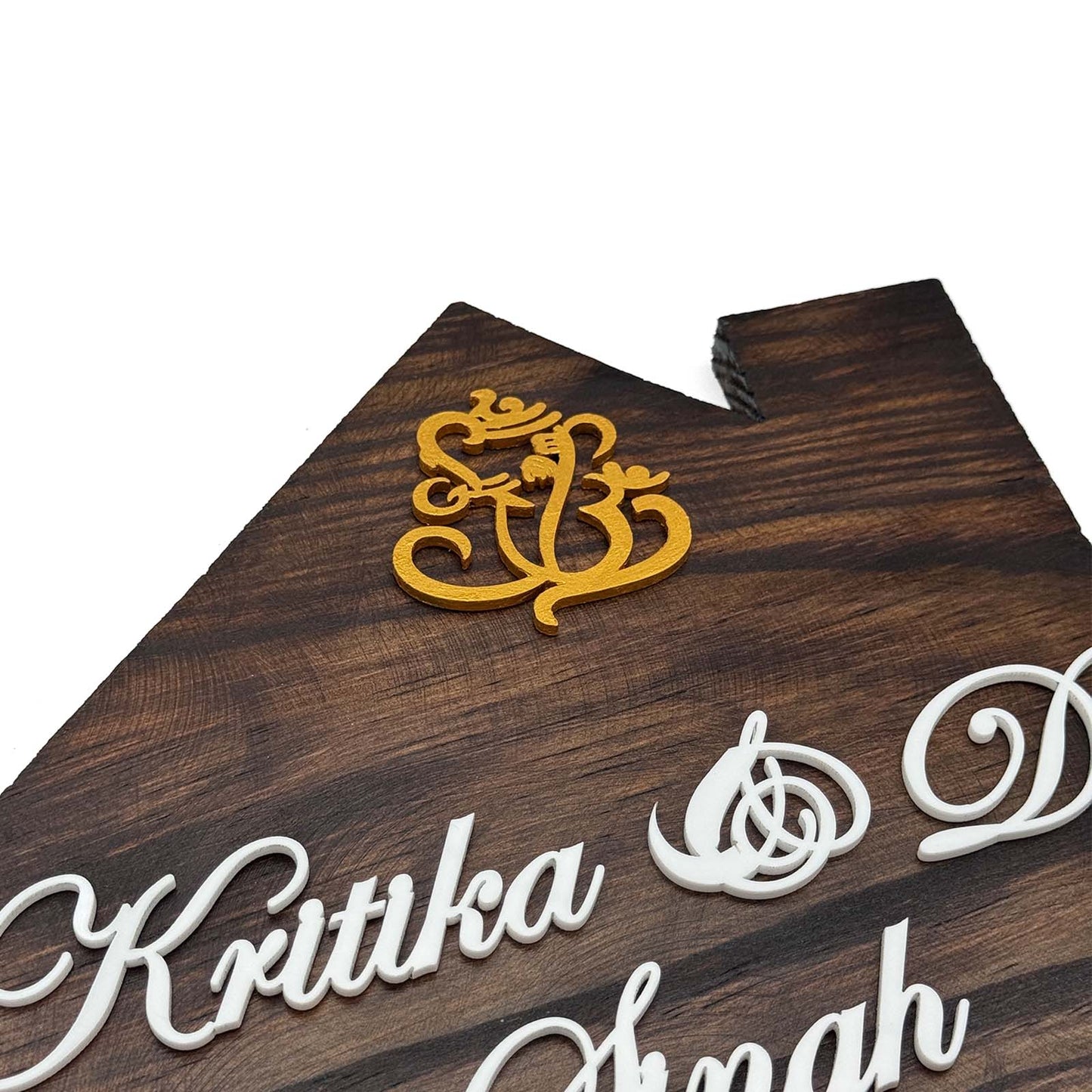 Hut-Shaped Hand-Painted Wooden Planter Name Plate For Home - Wooden Finish