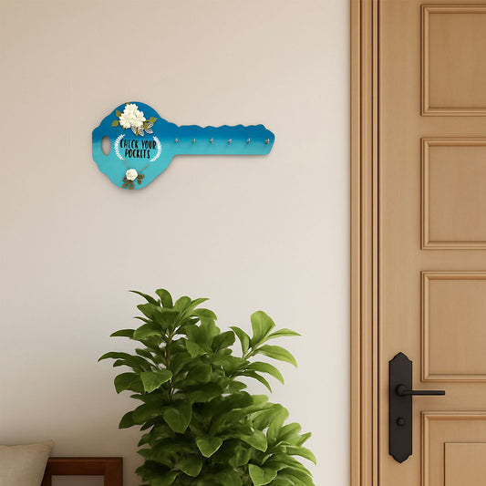 Hand-Painted Wooden Key Holder - Check Your Pockets