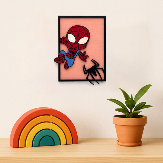 Spiderman Hand-Painted Wooden Kids Wall Frame