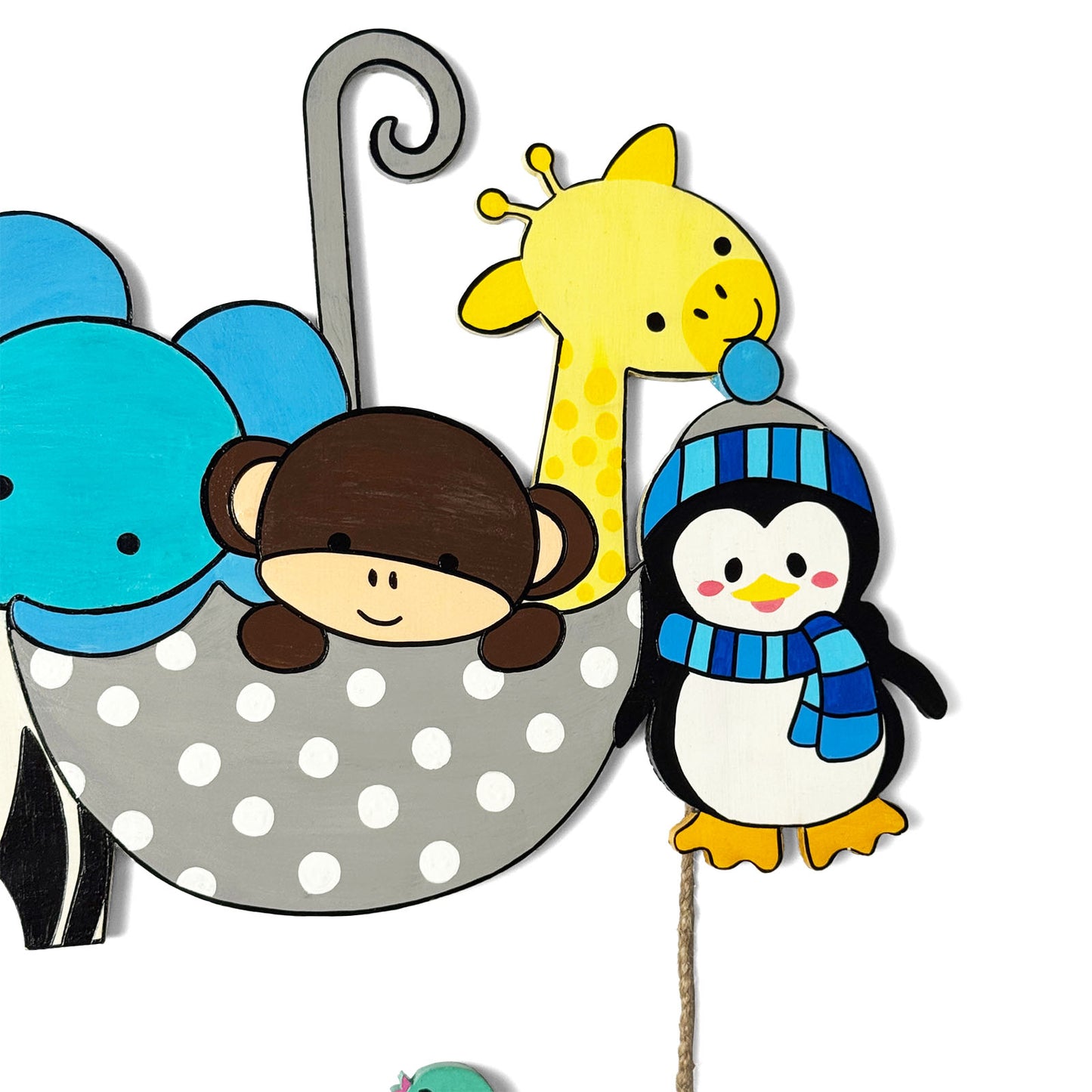 Animal Themed Hand-Painted Wooden Kids Name Plate - Design 1