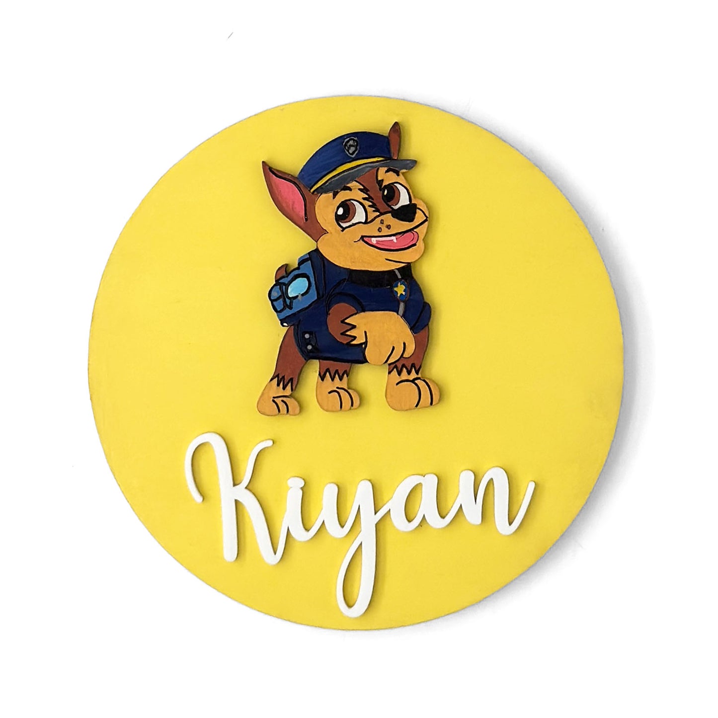 Paw Patrol Themed Hand-Painted Wooden Name Plate For Kids - Design 1
