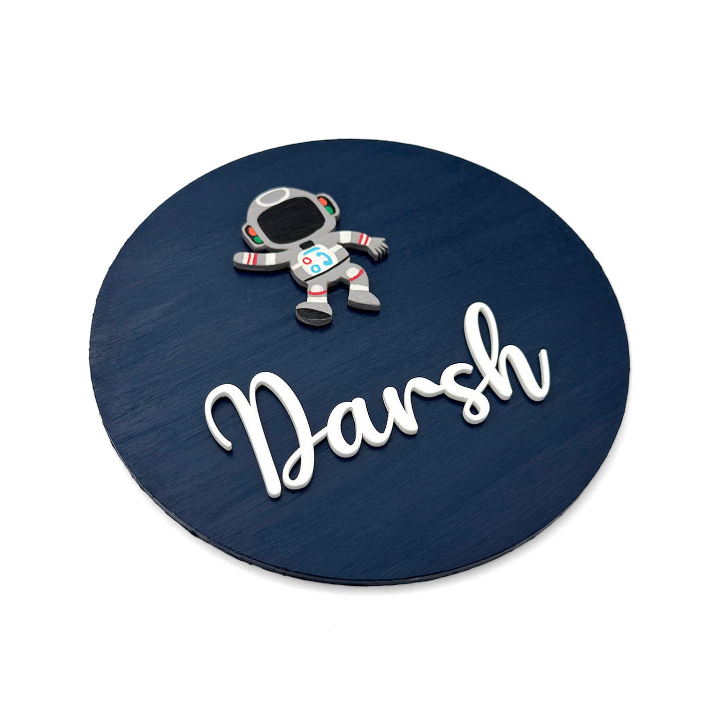 Astronaut Themed Hand-Painted Wooden Mini Kids Name Plate