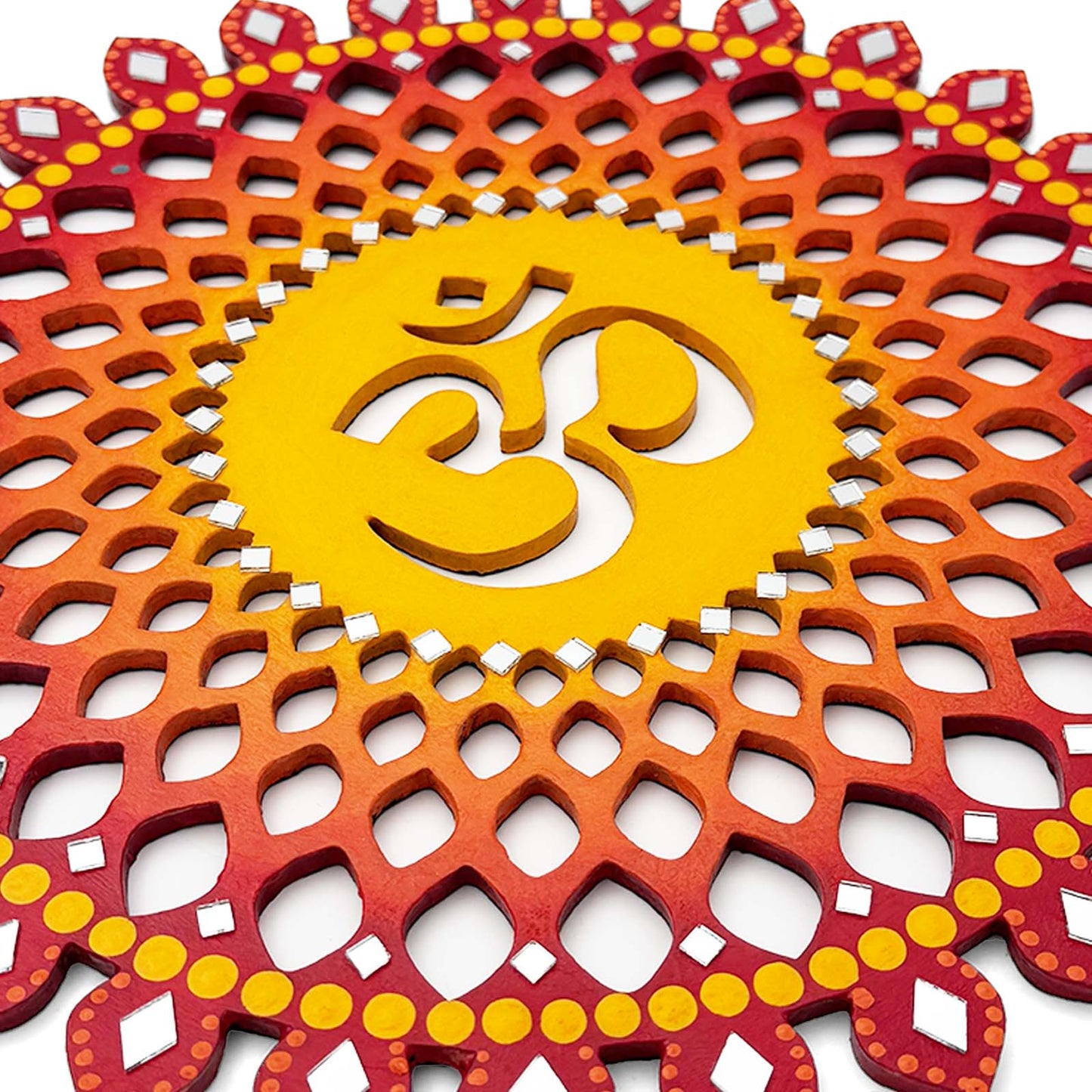 Sahasrara Chakra Om Hand-Painted Wooden Wall Hanging - Red