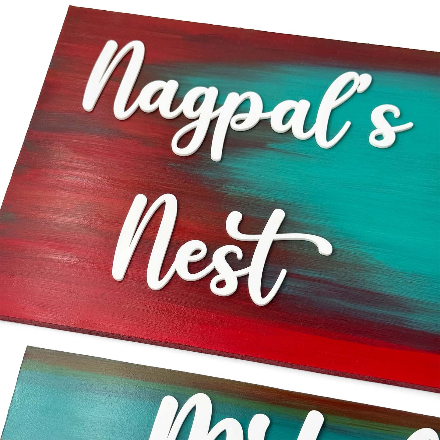 Hand-Painted Wooden Name Plate With Jar For Home - Jar Board & Two Planks