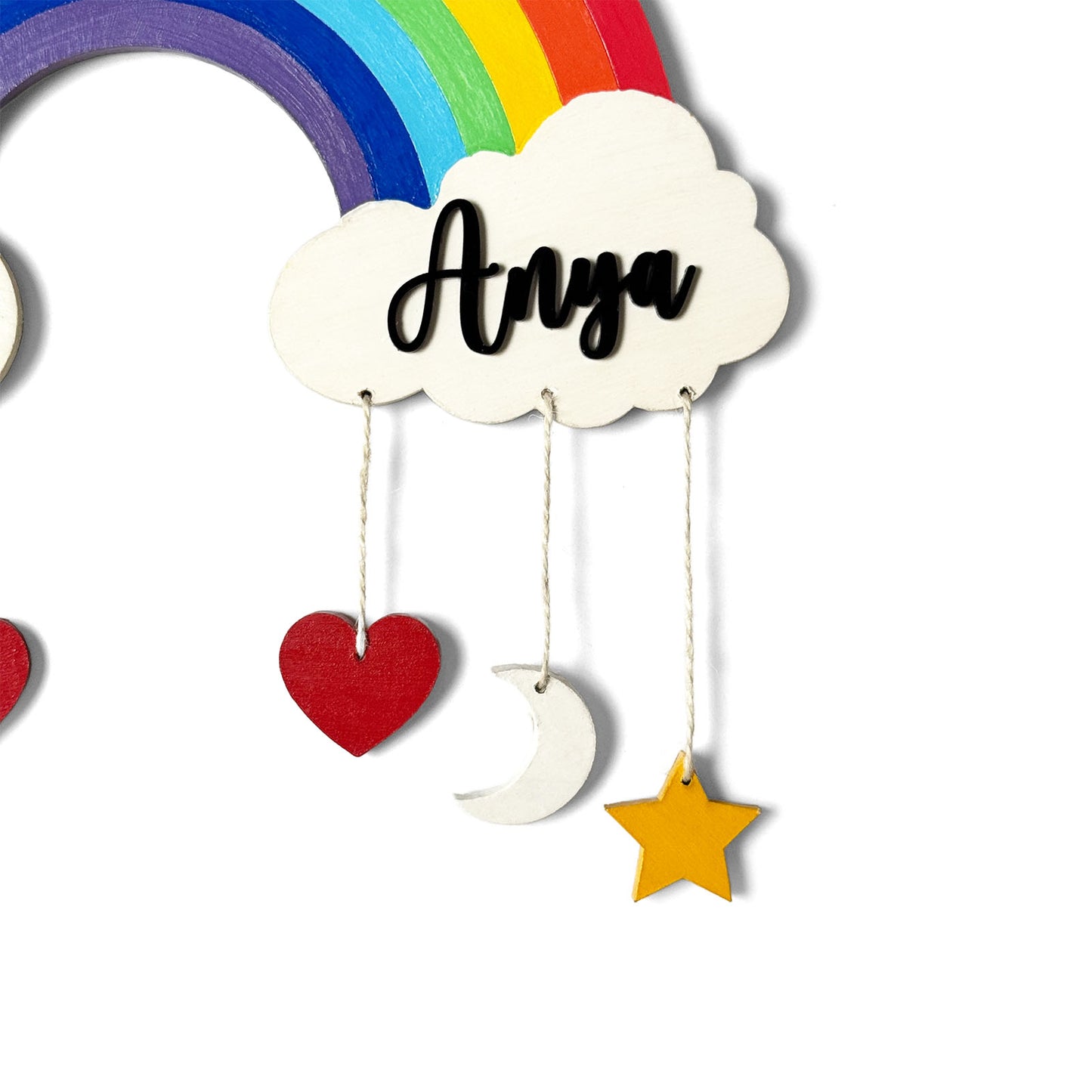 Rainbow Themed Hand-Painted Wooden Kids Name Plate  - Design 1