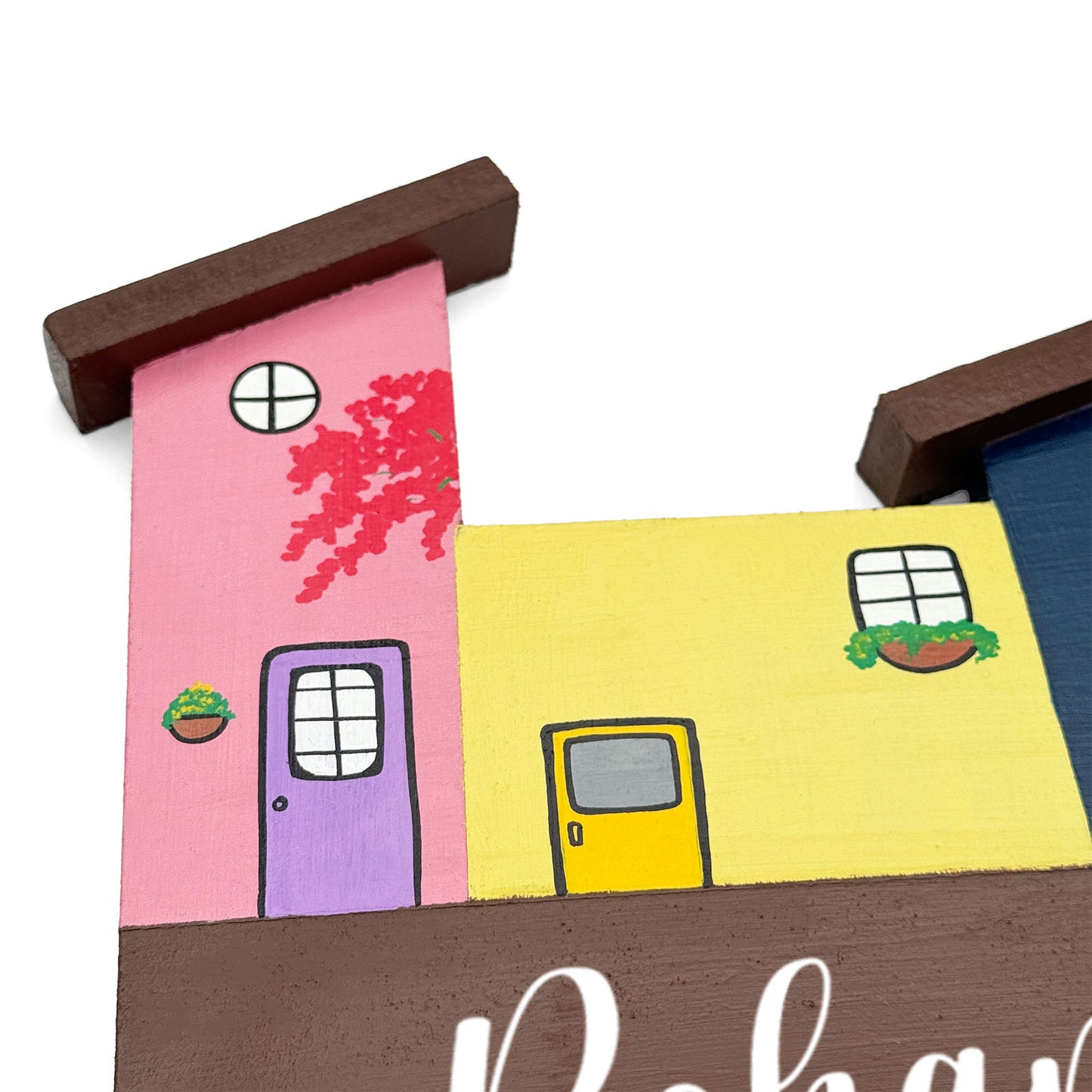 Hut-Shaped Hand-Painted Wooden Name Plate For Home - Hut Board Design 3