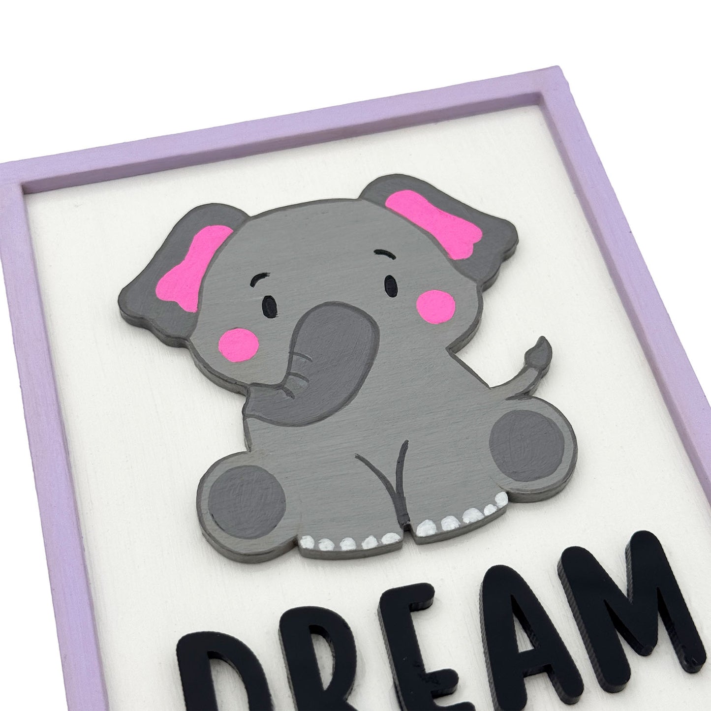 Dream Big Hand-Painted Wooden Kids Wall Frame - Light Purple