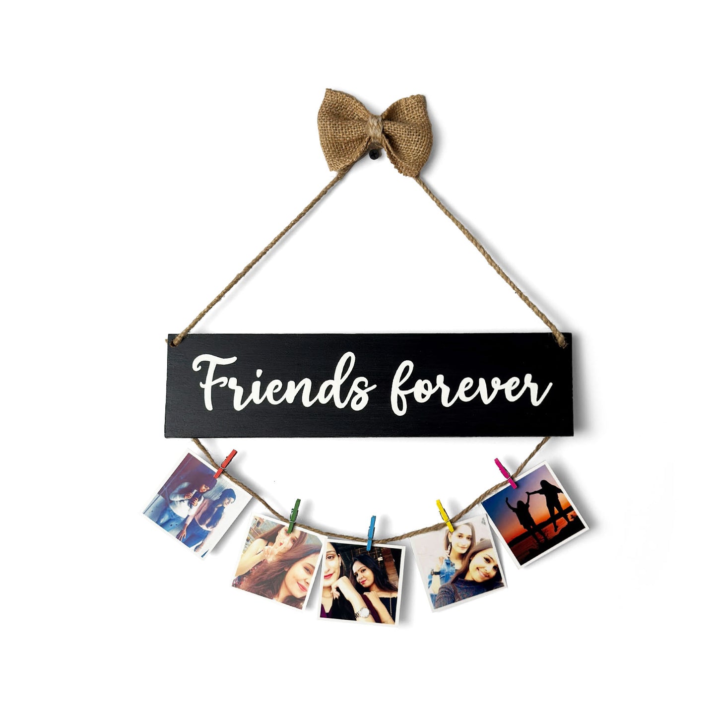 Friends Forever Hand-Painted Wooden Photo Holder - Black