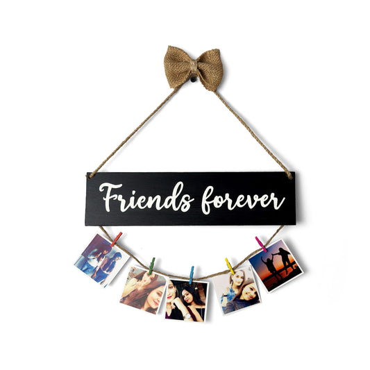 Friends Forever Hand-Painted Wooden Photo Holder - Black